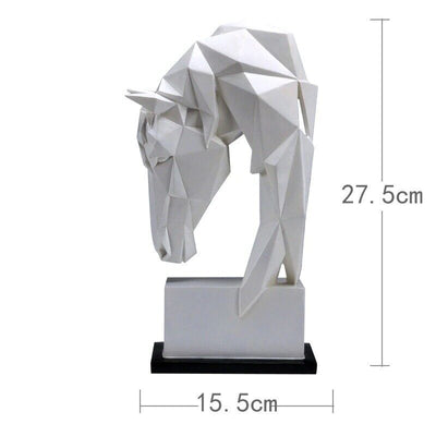 Geometric Horse Head Origami Resin Statue